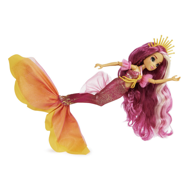 Mermaid High, Poupée sirène Spring Break Searra et accessoires avec queue amovible et mèche de cheveux qui change de couleur