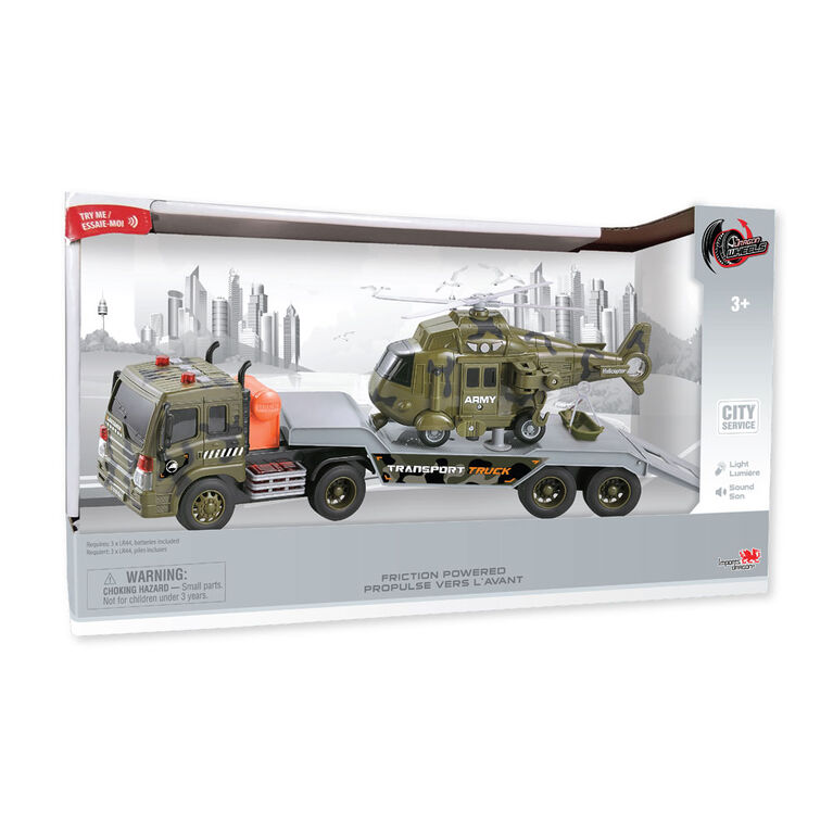 Dragon Wheels: Army Helicopter and Carrier Truck City Service