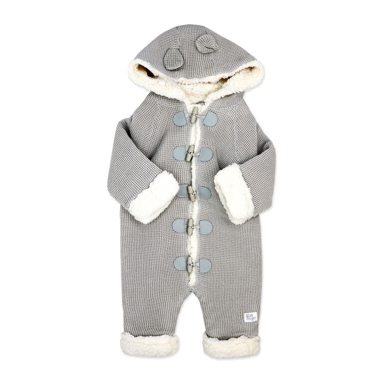 Rock a Bye Baby True Knit Pramsuit With Sherpa Lining: Grey 0-3M