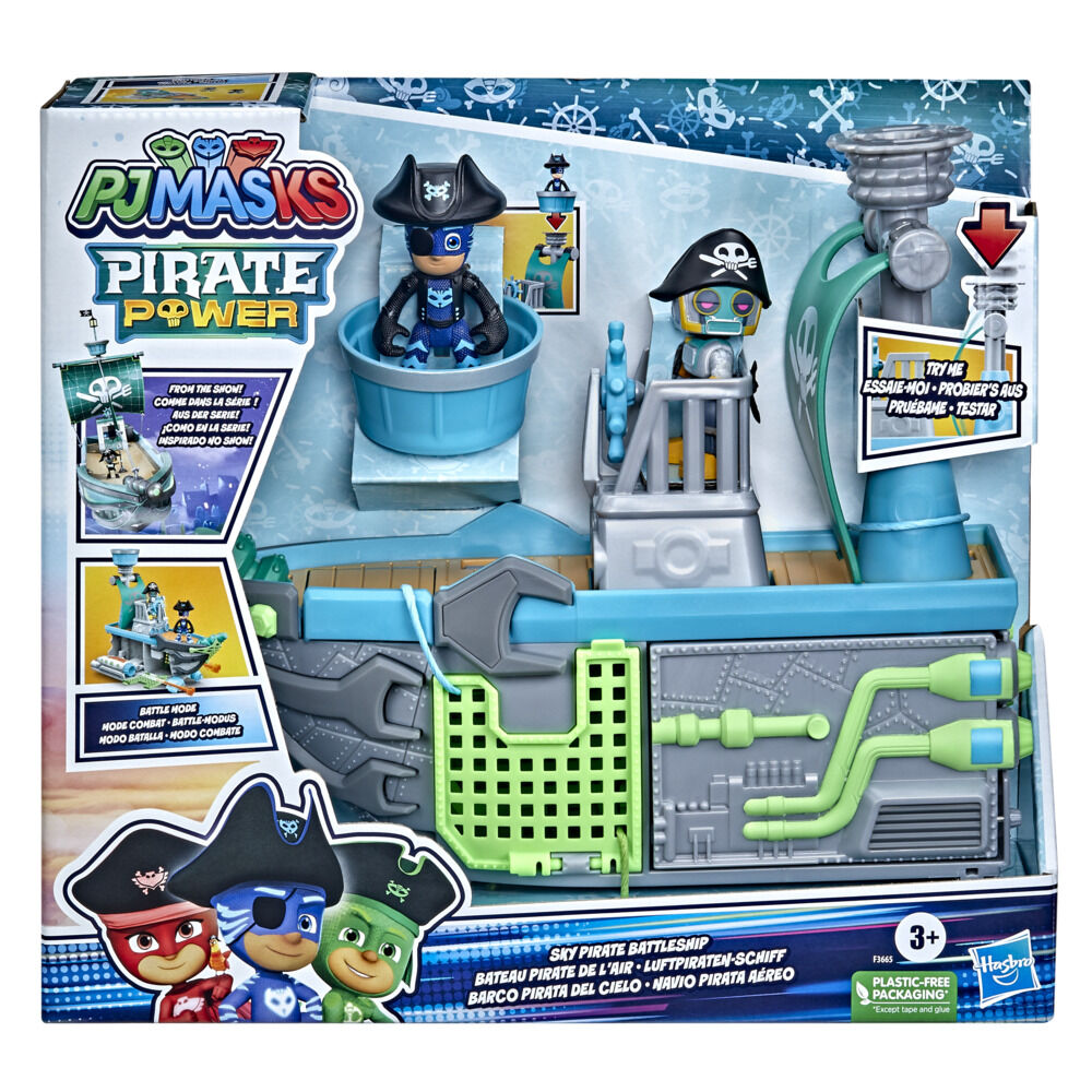 PJ Masks Sky Pirate Battleship Preschool Toy Vehicle Playset with 2 Action Figures for Kids Ages 3 and Up 