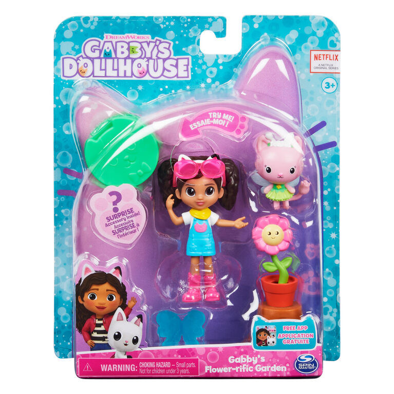 DreamWorks Gabby's Dollhouse, Flower-rific Garden Set with 2 Toy Figures, 2 Accessories, Delivery and Furniture Piece