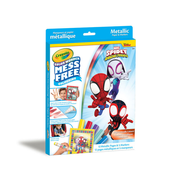 Crayola Color Wonder Mess-Free Metallic Paper and Markers Kit, Spidey and Friends