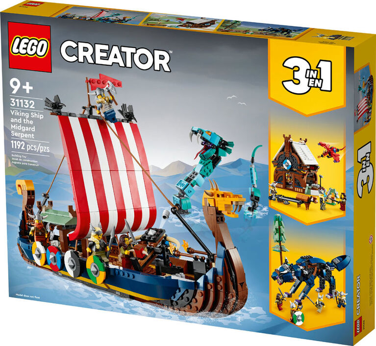 LEGO Creator 3in1 Viking Ship and the Midgard Serpent 31132 Building Kit (1,192 Pieces)