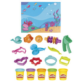 Play-Doh, Fonds sous-marins avec tapis d'activité, 18 pièces et 5 pots de pâte à modeler atoxique, pour enfants, dès 3 ans - Notre exclusivité