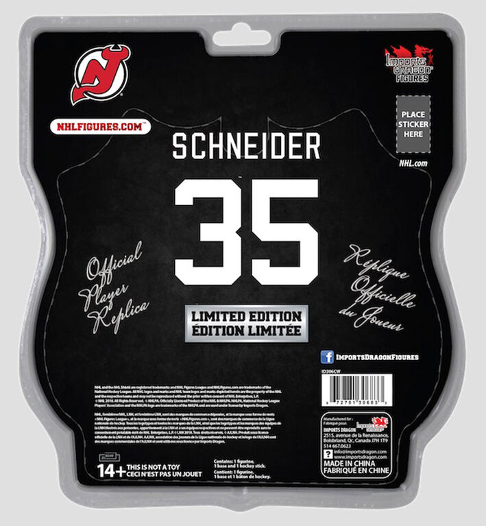 Cory Schneider des Devils du New Jersey -  Figurine de la LNH de 6 pouces.