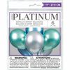 6 Blue Green Silver Platin 11" Latex Balloons