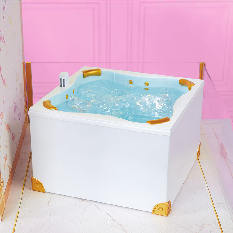 Rainbow High – Maison de poupée de 3 étages (Hauteur : 120 cm, Largeur : 90  cm), Entièrement meublée avec Baignoire Fonctionnelle, Douche, évier,  Ascenseur & + 50 Accessoires, 6 à 12 Ans : : Jeux vidéo