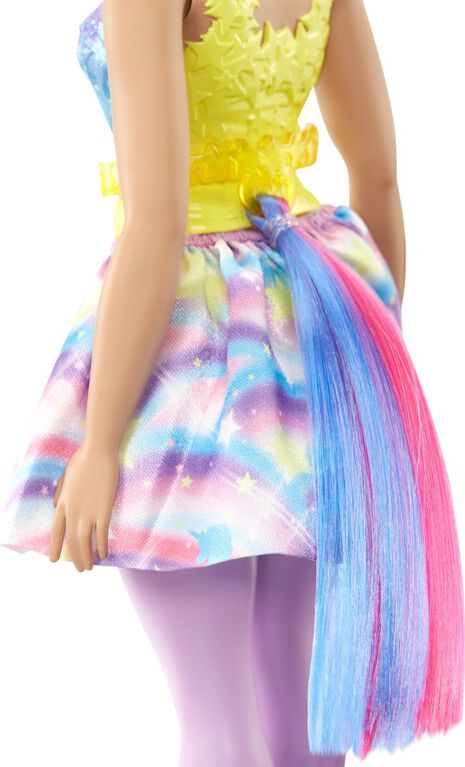 Barbie Dreamtopia Unicorn Doll (Curvy, Blue and Purple Hair), With Skirt, Removable Unicorn Tail and Headband