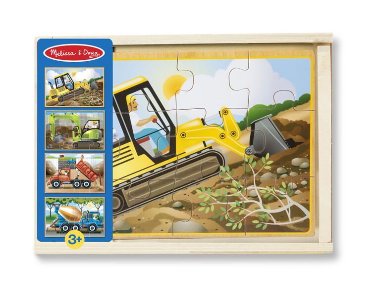 Melissa & Doug Construction Vehicles Casse-tête en bois 4 en 1 - 48 pièces