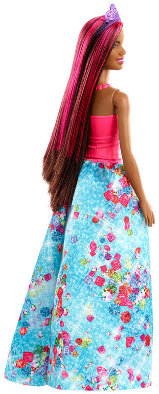 Poupée Barbie Royale Dreamtopia de 30 cm aux Cheveux Bruns avec Mèche Rose