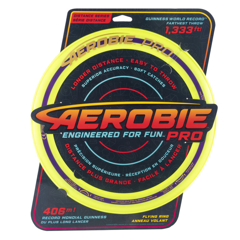 Aerobie Pro Ring Outdoor Flying Disc, 14 inches, Yellow