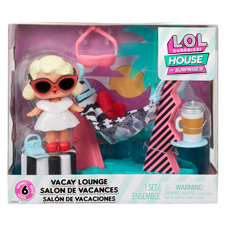 LOL Surprise OMG House of Surprises Vacay Lounge Playset with Leading Baby Collectible Doll