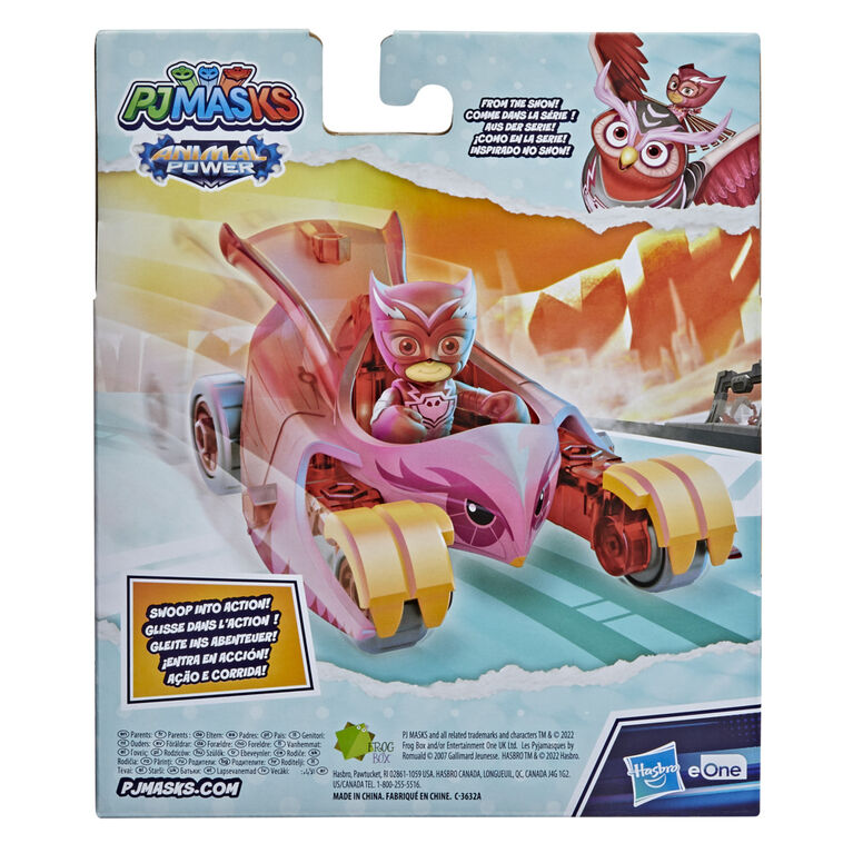 Pyjamasques Animal Power, Astro-Hibou, véhicule et figurine articulée Bibou - Édition anglaise