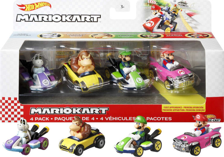 Hot Wheels - Assortiment Coffret 4 Véhicules Mario Kart