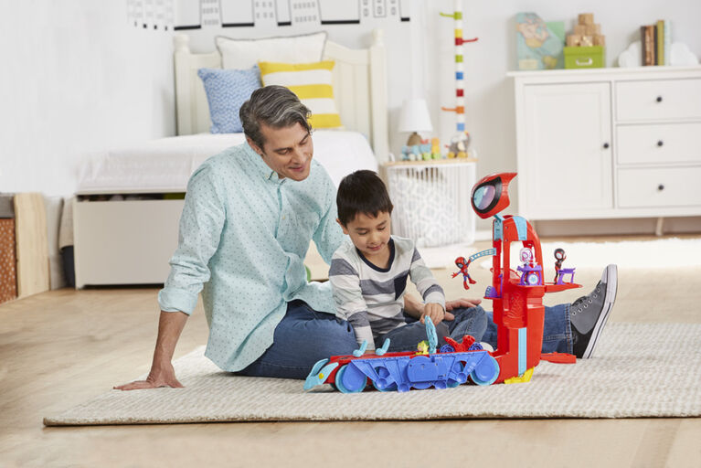 Marvel Spidey and His Amazing Friends Spider Crawl-R 2-in-1 Headquarters Playset, Preschool Toy with 2 Modes, Lights, Sounds