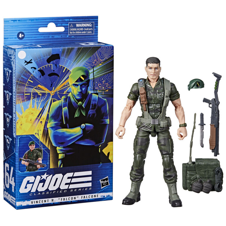 G.I. Joe Classified Series Vincent R. "Falcon" Falcone Action Figure 64 Collectible Toy, Multiple Accessories, Custom Package Art