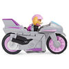 PAW Patrol, Deluxe Vehicle Moto Pups, Moto à rétrofriction de Stella avec fonction roue arrière et figurine