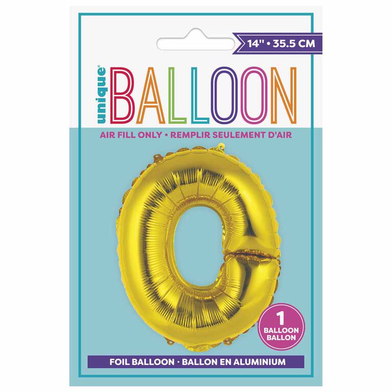14" Gold Letter Balloons - O