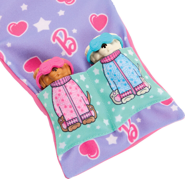 Barbie Doll & Puppy Slumber Party Playset with 2 Toy Dog Figures & 10+ Accessories, Color-Change