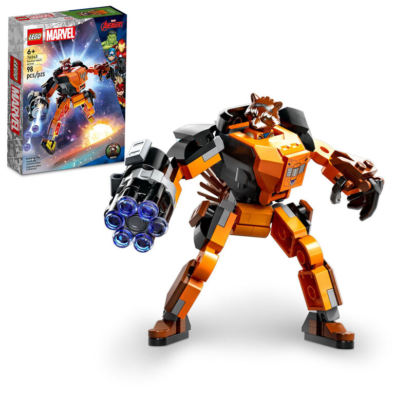 LEGO Marvel Rocket Mech Armor 76243 Building Toy Set (98 Pieces)