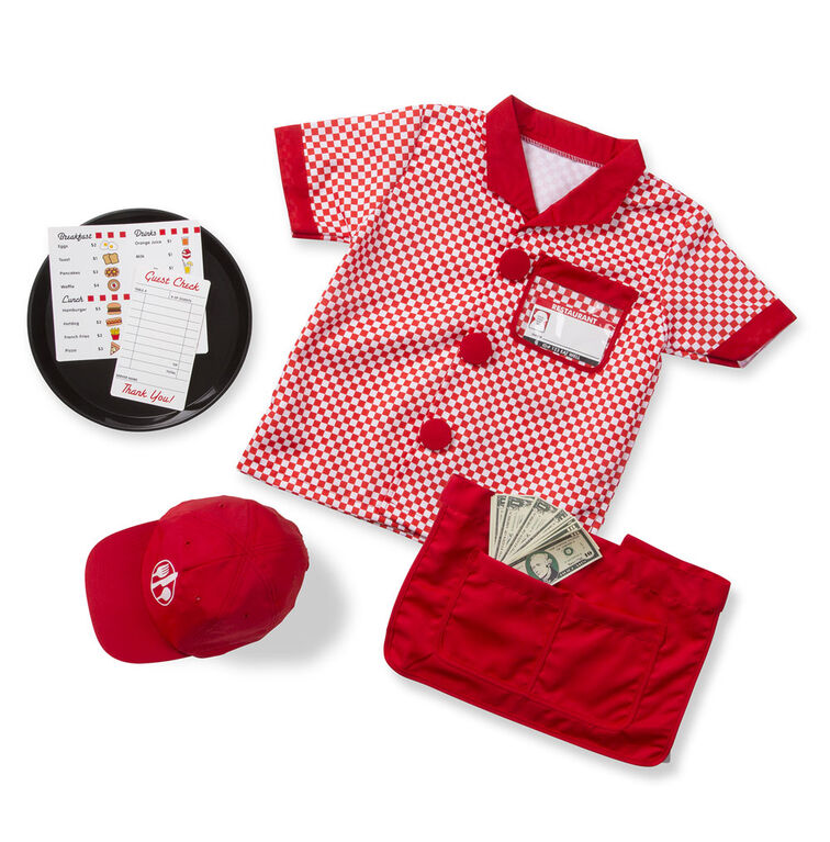 Melissa & Doug Server Role Play Costume Dress-Up Set With Realistic Accessories
