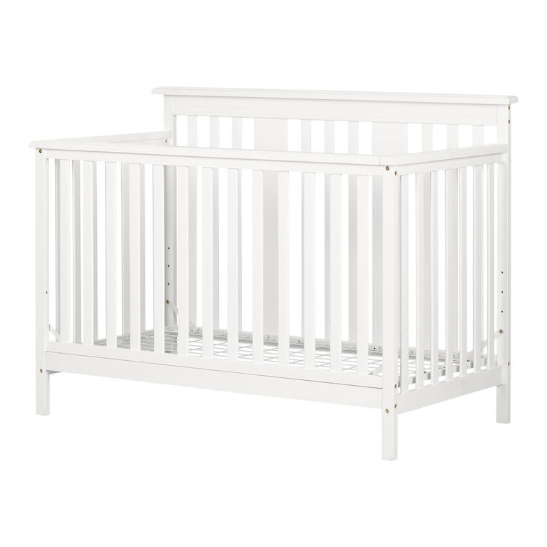 Little Smileys Modern Baby Crib - Adjustable Height Mattress with Toddler Rail Pure White