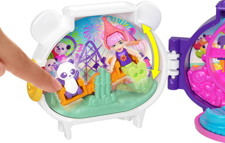 Polly Pocket Dolls and Playset, Mini Travel Toys, Pet Connects Panda
