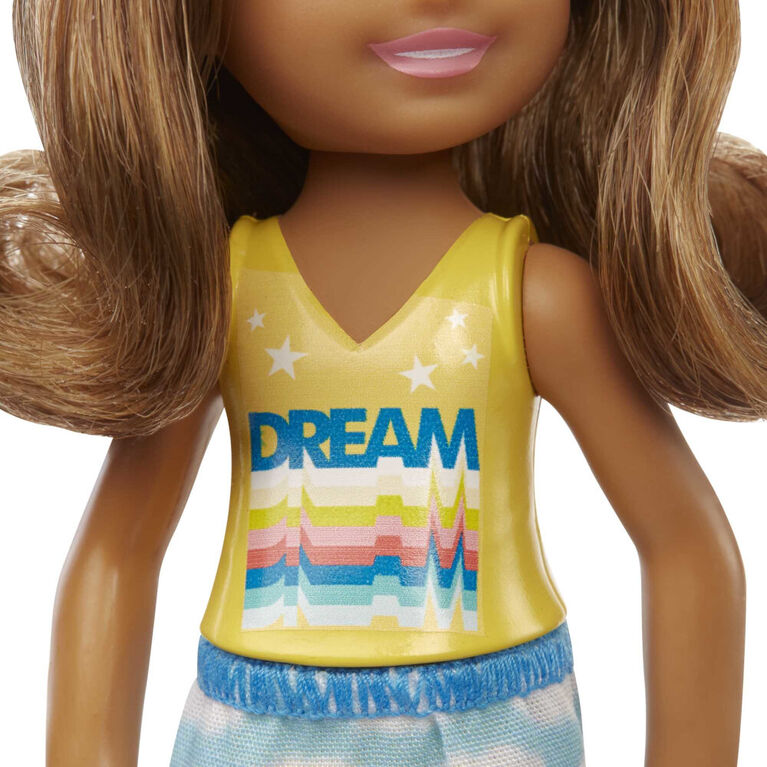 Barbie Chelsea Doll Wearing Skirt with Cloud Print