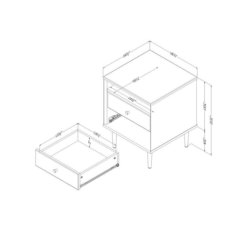 Dylane Table de chevet 2 tiroirs Blanc solide