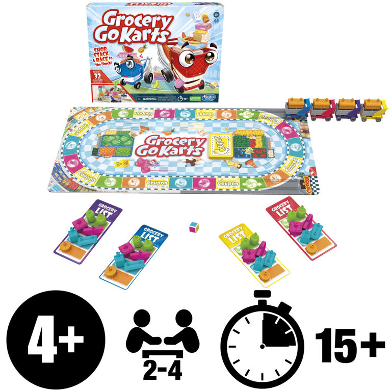 Épicerie en folie, jeu de plateau pour enfants et tout-petits, jeu d'assemblage avec mini articles, jeux préscolaires pour 2 à 4 joueurs