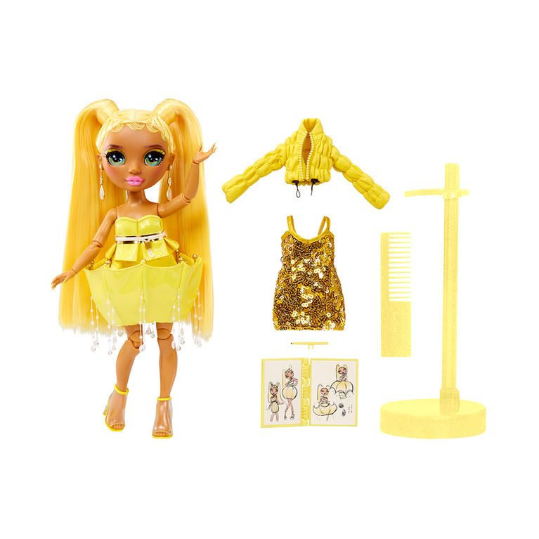 Rainbow High Fantastic Fashion Sunny Madison - Poupée-mannequin jaune de 11 po (28 cm) et jouet
