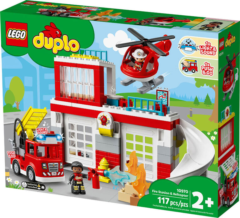 LEGO DUPLO Rescue Fire Station and Helicopter 10970 Building Toy (117 Pieces)