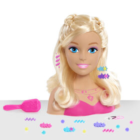 Tête de Coiffure Barbie Fashionistas de 20 cm (8 pouces), Blonde, 20 Eléments Avec Accessoires De Coiffure, Coiffure Pour Enfants