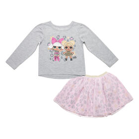 L.O.L SURPRISE! - 2 Piece Combo Set - Grey Heather and Pink- Size 2T - Toys R Us Exclusive