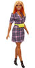 Barbie Fashionistas Doll #161, Curvy with Orange Hair Wearing Pink Plaid Dress, Black Boots & Yellow Fanny Pack