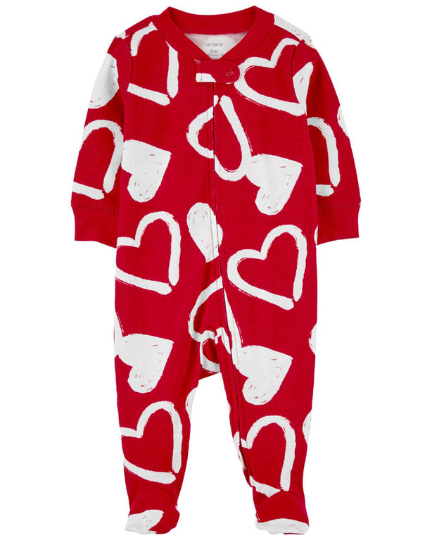 Carter's Valentine's Day Two Way Zip Cotton Sleep and Play Pajamas Red