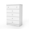 Crystal 5-Drawer Chest Dresser- Pure White