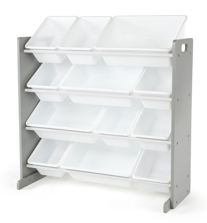 Toy Organizer with 12 Bins, Grey/White