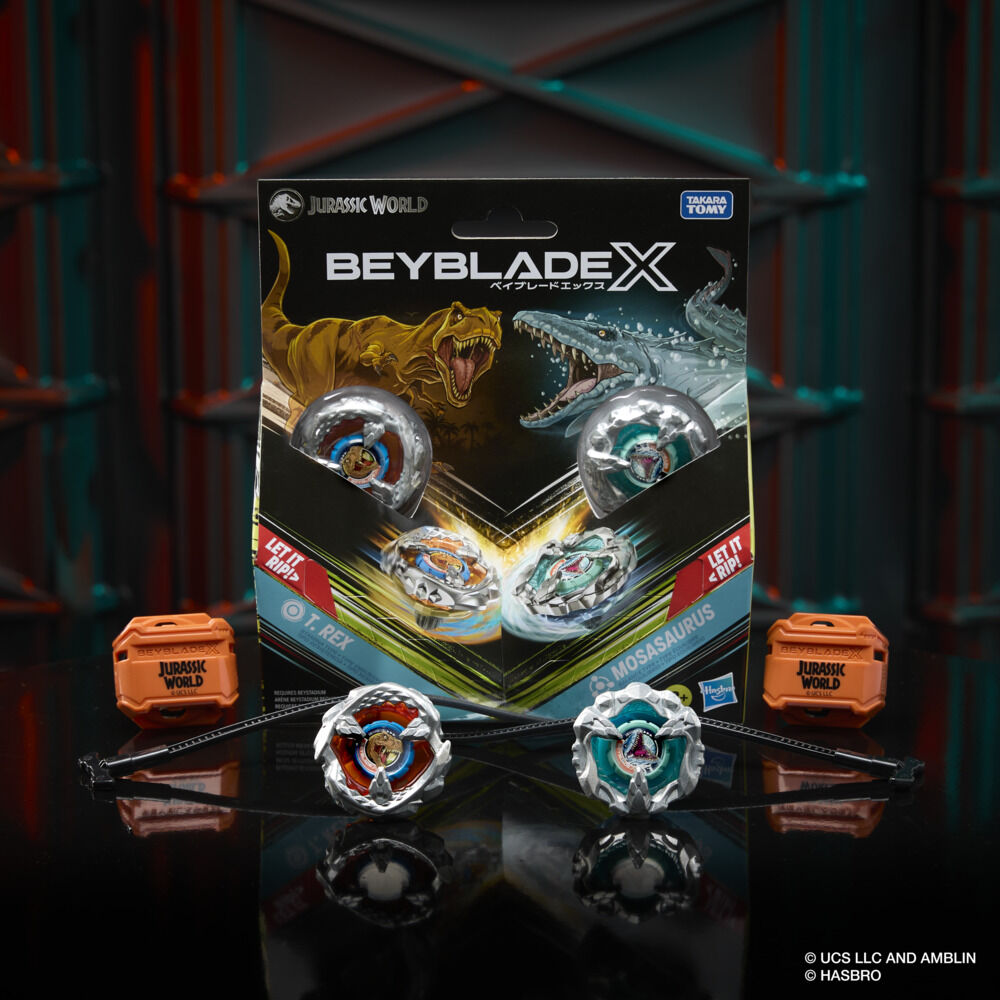 Beyblade X Jurassic World Collab T. Rex vs. Mosasaurus Multipack Set