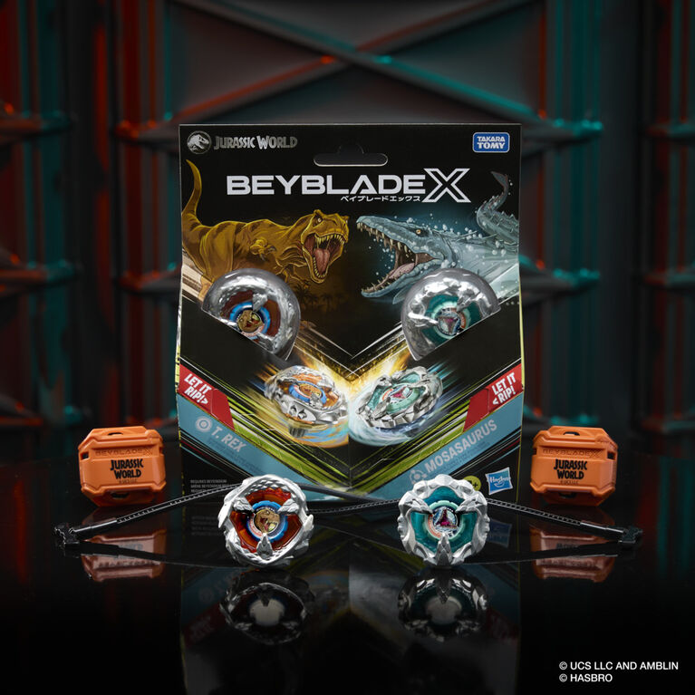 Beyblade X Jurassic World Collab T. Rex vs. Mosasaurus Multipack Set
