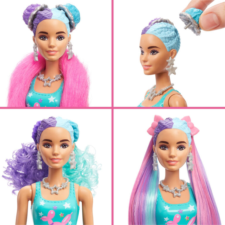 Barbie Color Reveal Glitter! Hair Swaps Doll, Glittery Purple with 25 Surprises