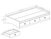 Tiara Mates Platform Storage Bed with 3 Drawers- Pure White