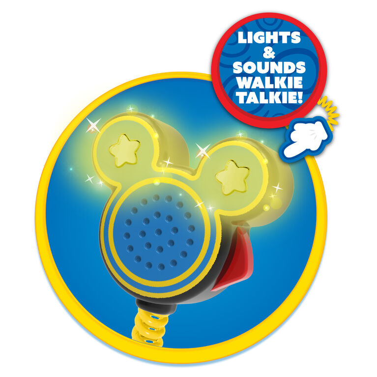 Disney Junior Mickey Mouse Funhouse Adventures Backpack, 5 Piece Pretend Play Set with Lights and Sounds Accessories