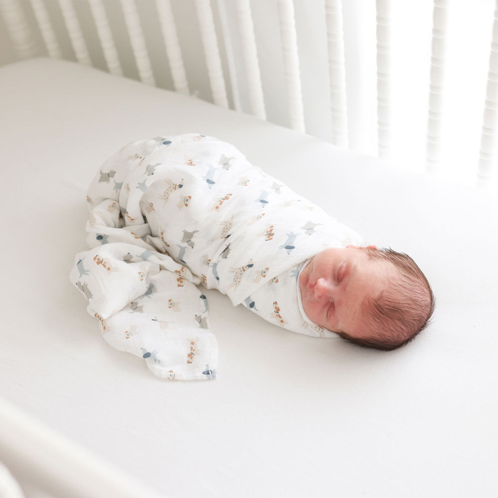 Lulujo - 2 Pack Cotton Muslin Swaddles - Puppy+Stars