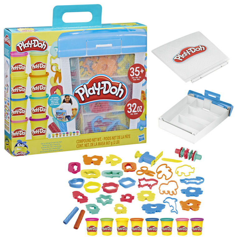 Play-Doh, Mallette des créations avec 40 outils, 8 pots de pâte à