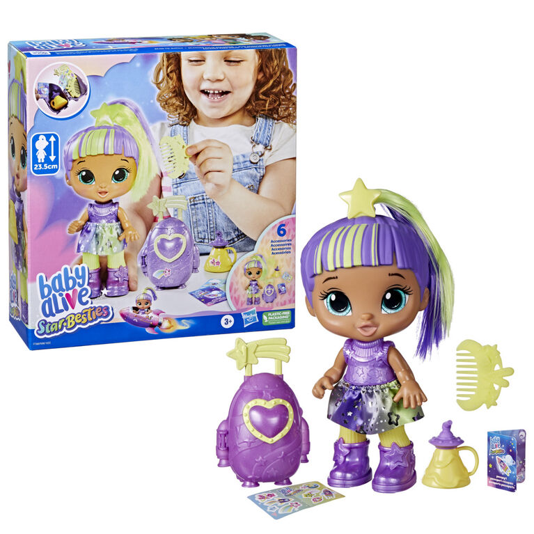 Baby Alive Star Besties Doll, Lovely Luna, 8-inch Space-Themed Baby Alive Doll, Baby Alive Accessories