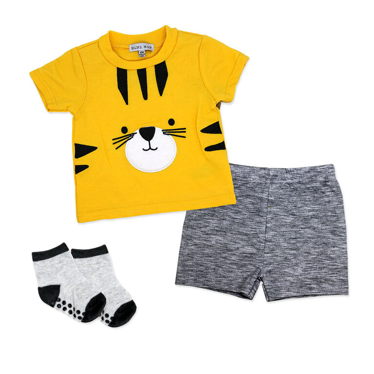 Mini Hop Ensemble court 3 Pièces : Tigre jaune