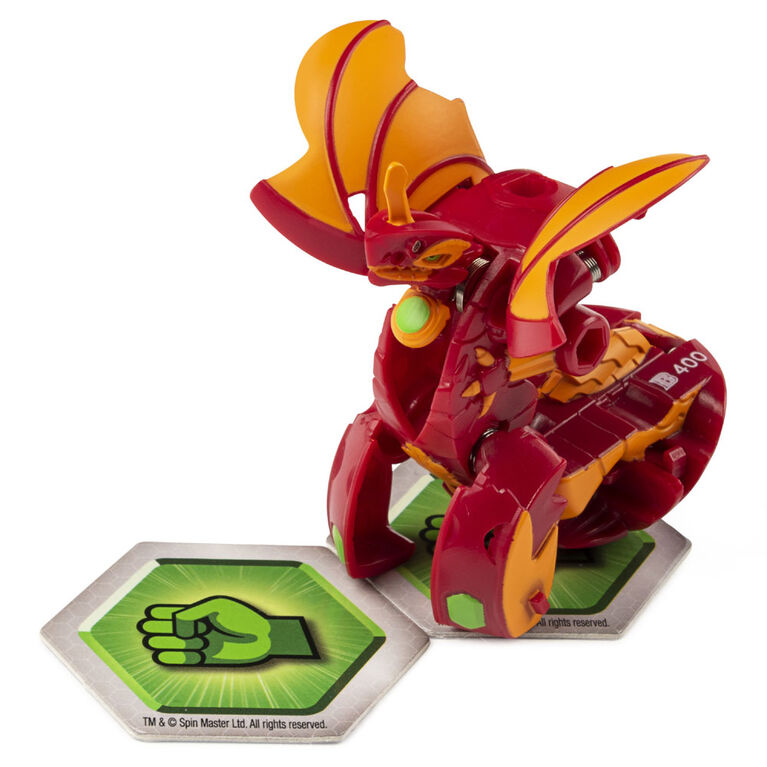 Bakugan, Mallette de rangement Baku-storage avec figurine articulée Dragonoid à collectionner et carte à échanger, rouge