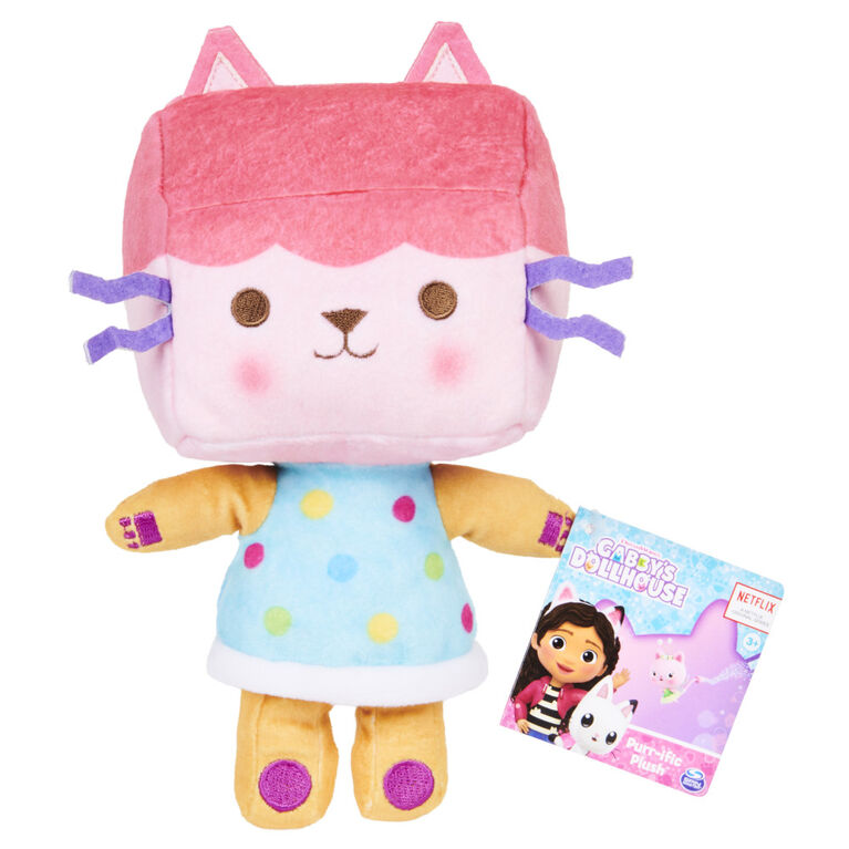 DreamWorks Gabby's Dollhouse, 8-inch Baby Box Cat Purr-ific Plush Toy