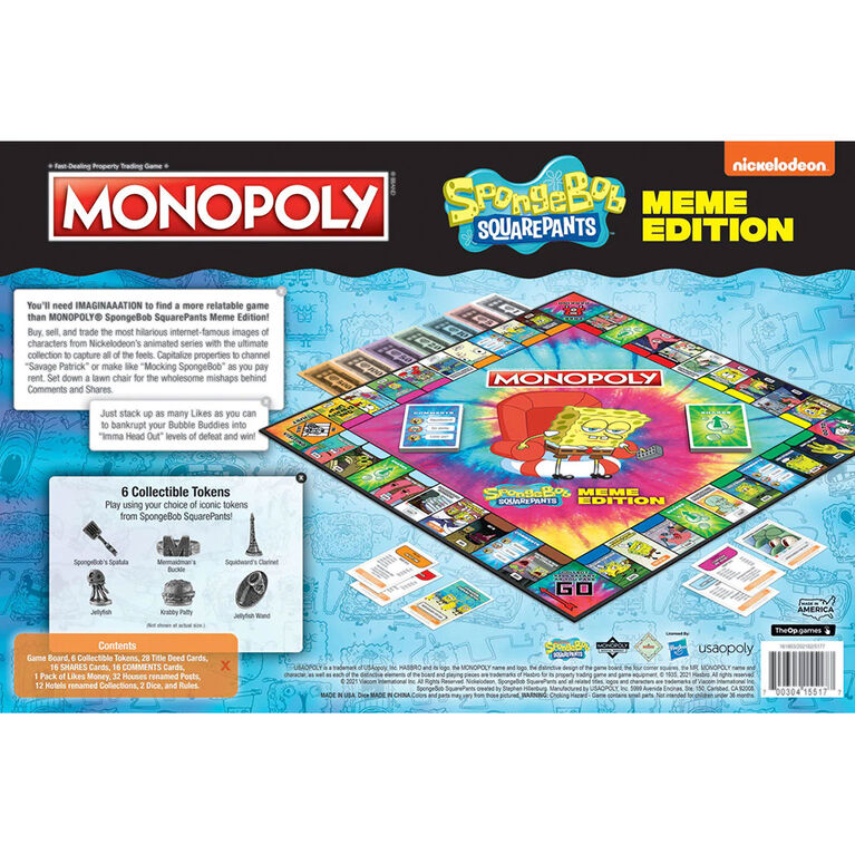 USAopoly MONOPOLY: SpongeBob SquarePants Meme Edition - English Edition